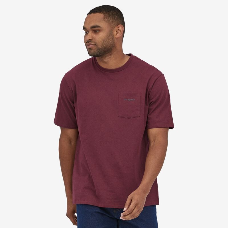 Patagonia Men's Line Logo Ridge Pocket Responsibili-Tee® - Sequoia Red