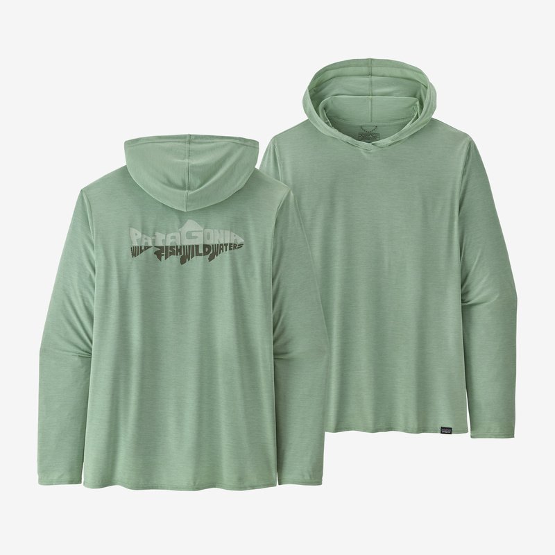 Patagonia Men's Capilene® Cool Daily Graphic Hoody - Relaxed Fit - Wild Waterline: Tea Green X-Dye