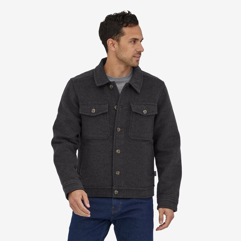 Patagonia Men's Melton Wool Trucker Jacket - Peak Plaid: New Navy
