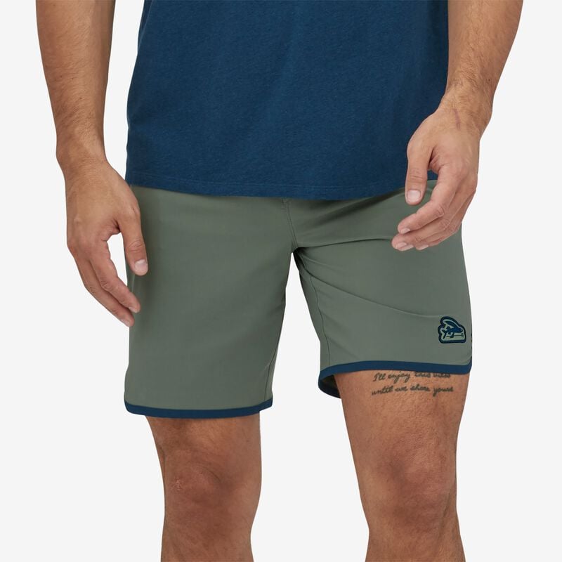Patagonia Men's Hydropeak Scallop Boardshorts - 18" - Flying Fish Patch: Current Blue