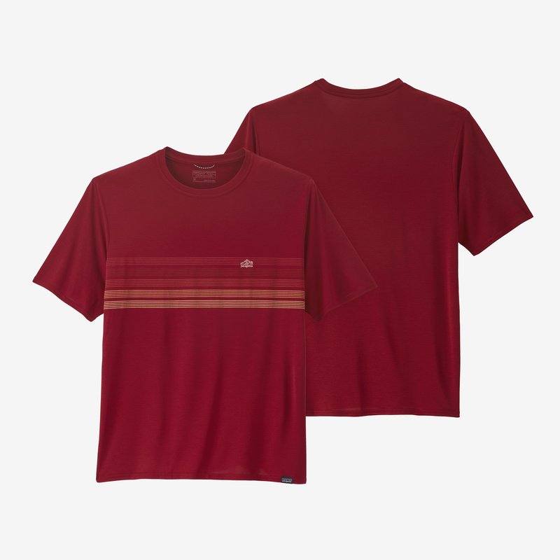 Patagonia Men's Capilene® Cool Daily Graphic Shirt - Line Logo Ridge Stripe: Wax Red X-Dye