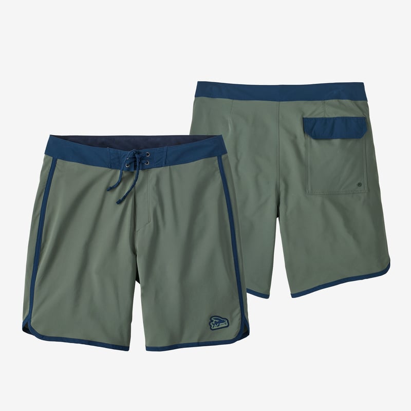 Patagonia Men's Hydropeak Scallop Boardshorts - 18" - Flying Fish Patch: Hemlock Green