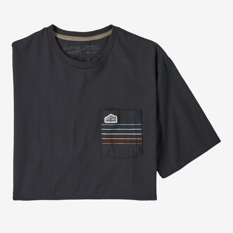 Patagonia Men's Line Logo Ridge Stripe Organic Pocket T-Shirt - Ink Black