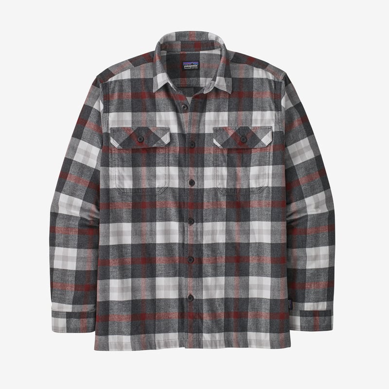 Patagonia Men's Long-Sleeved Organic Cotton Midweight Fjord Flannel Shirt - Forage: Ink Black