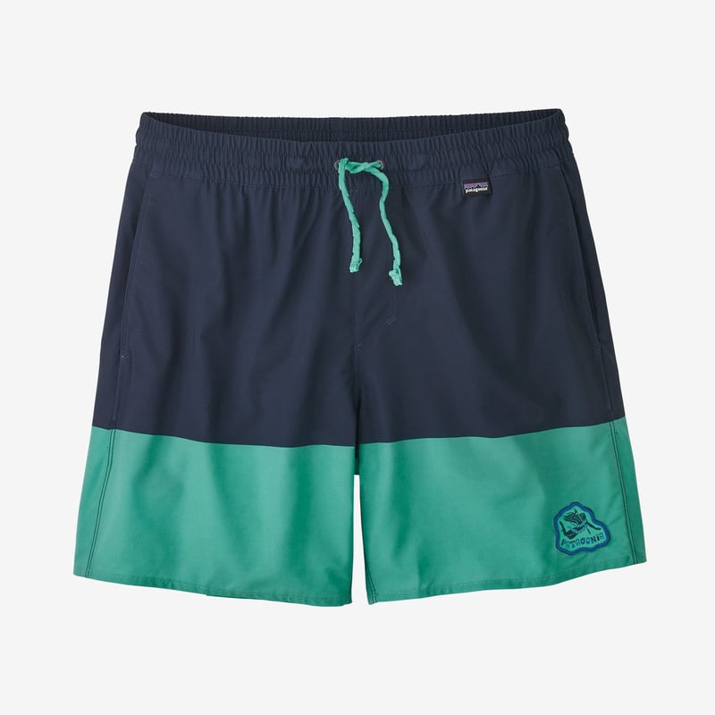 Patagonia Men's Hydropeak Volley Shorts - 16" - Defend our Oceans: Santa Cruz Block Tidepool Blue