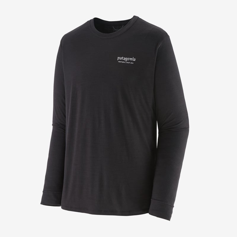 Patagonia Men's Long-Sleeved Capilene® Cool Merino Graphic Shirt - Heritage Header: Black