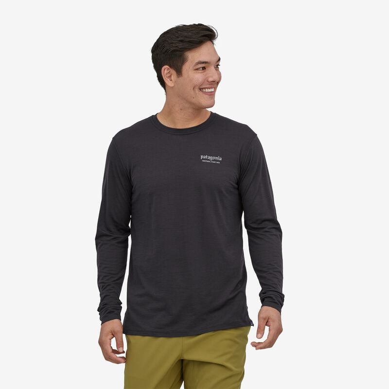 Patagonia Men's Long-Sleeved Capilene® Cool Merino Graphic Shirt - Heritage Header: Black