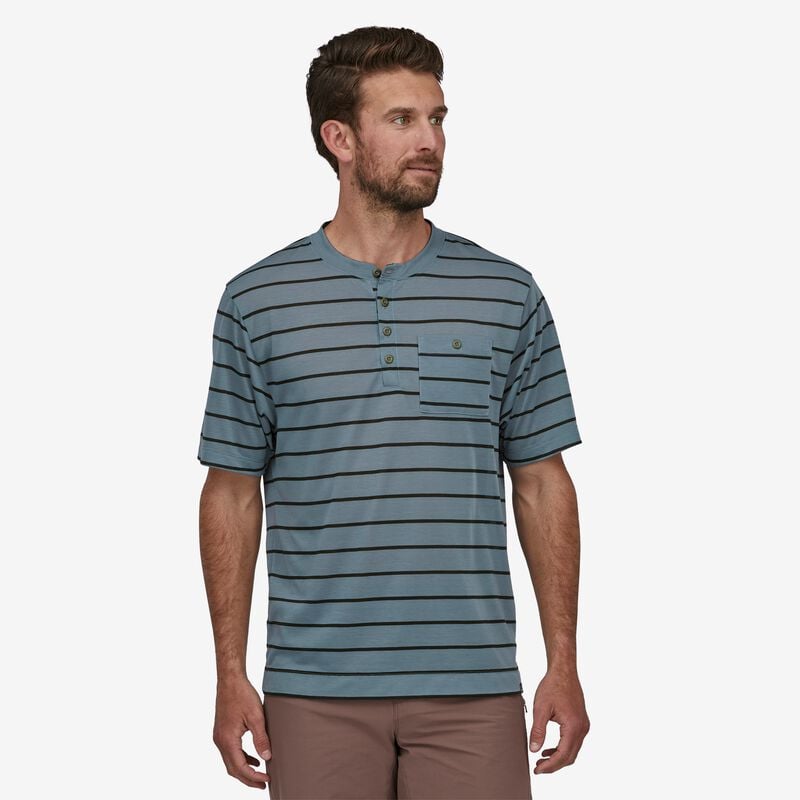 Patagonia Men's Capilene® Cool Trail Bike Henley - Furrow Stripe: Plume Grey