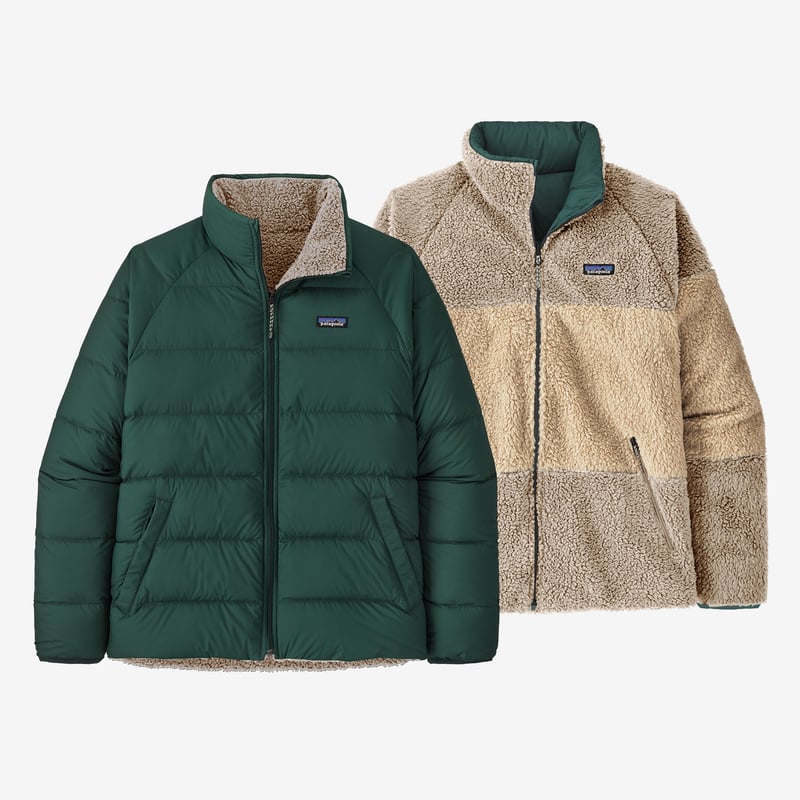 Patagonia Men's Reversible Silent Down Fleece Jacket - Northern Green