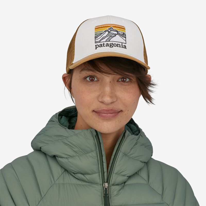 Patagonia Line Logo Ridge LoPro Trucker Hat - White w/Nest Brown