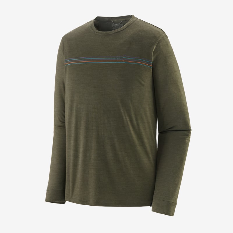 Patagonia Men's Long-Sleeved Capilene® Cool Merino Graphic Shirt - Fitz Roy Fader: Basin Green