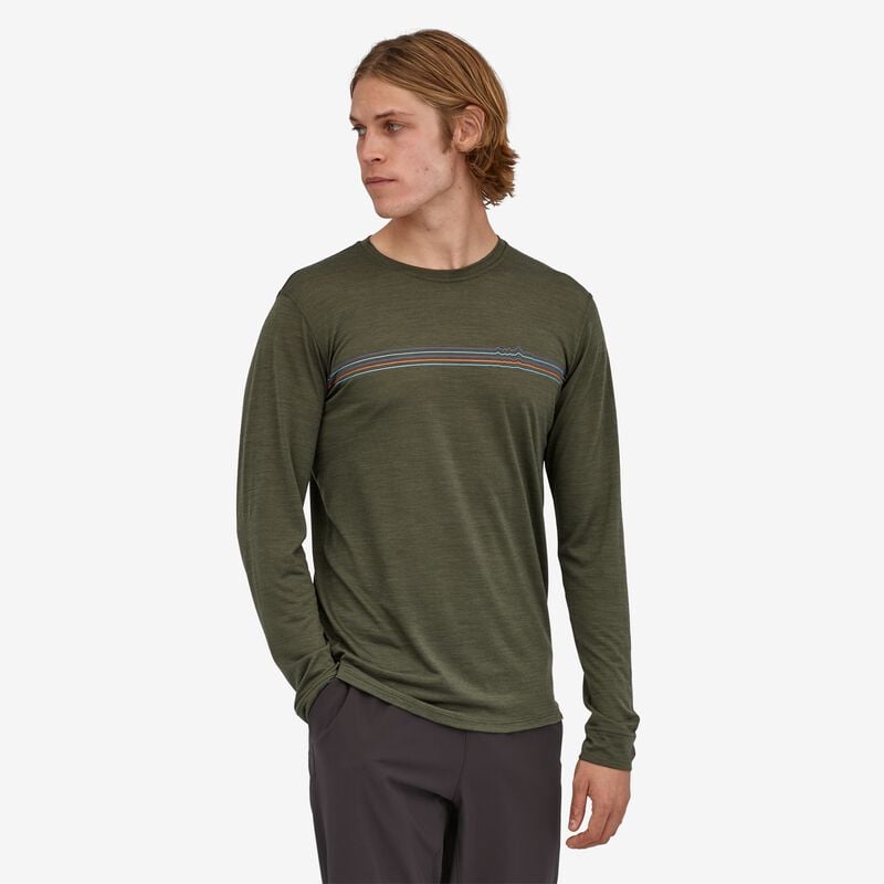 Patagonia Men's Long-Sleeved Capilene® Cool Merino Graphic Shirt - Fitz Roy Fader: Basin Green