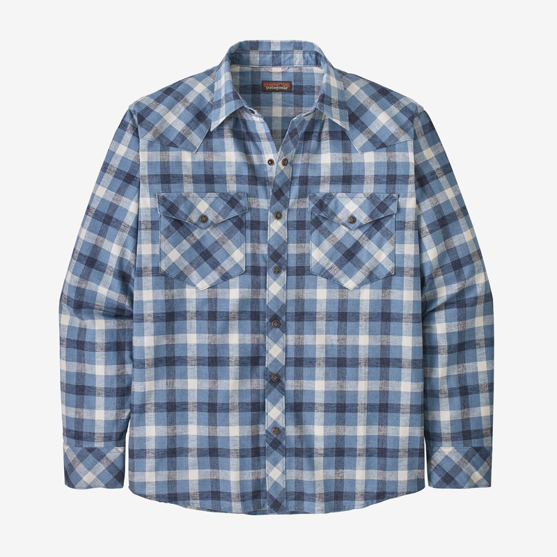 Patagonia Men's Long-Sleeved Western Snap Shirt - Terrane: Light Plume Grey
