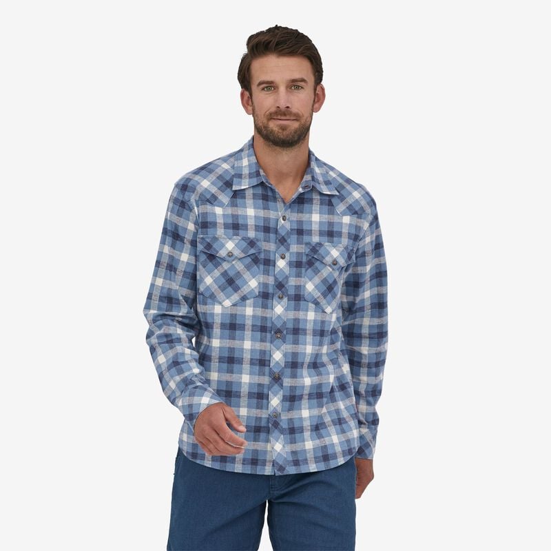 Patagonia Men's Long-Sleeved Western Snap Shirt - Terrane: Light Plume Grey