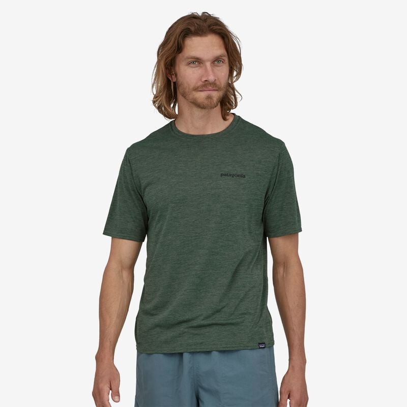 Patagonia Men's Capilene® Cool Daily Graphic Shirt - Boardshort Logo: Pinyon Green X-Dye