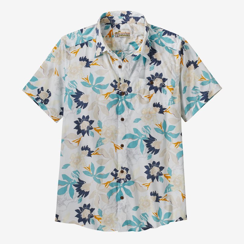 Patagonia Men's Malihini Pataloha® Shirt - Jellyfish Flower: Birch White