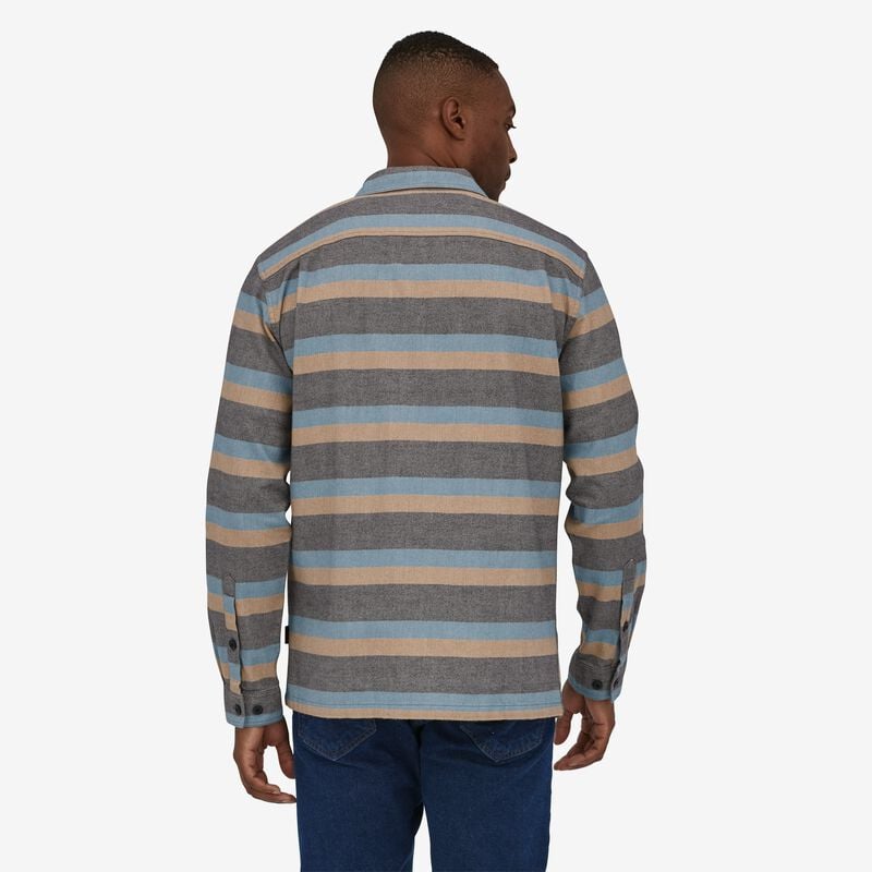 Patagonia Men's Long-Sleeved Organic Cotton Midweight Fjord Flannel Shirt - Fungiis Stripe: Pitch Blue