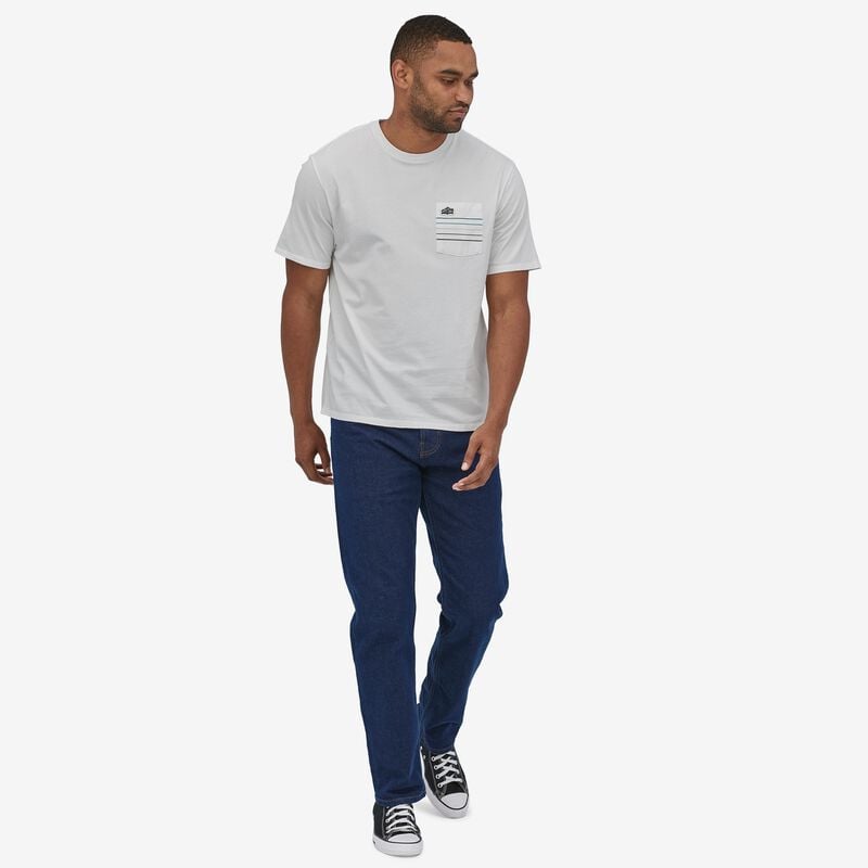 Patagonia Men's Line Logo Ridge Stripe Organic Pocket T-Shirt - Cone Brown