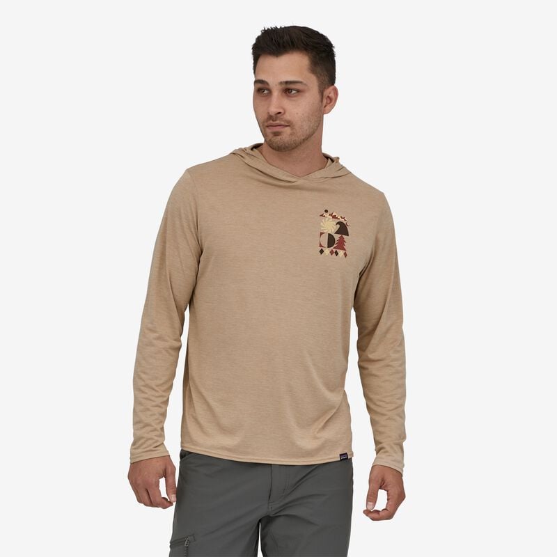 Patagonia Men's Capilene® Cool Daily Graphic Hoody - Spirited Seasons: Oar Tan X-Dye