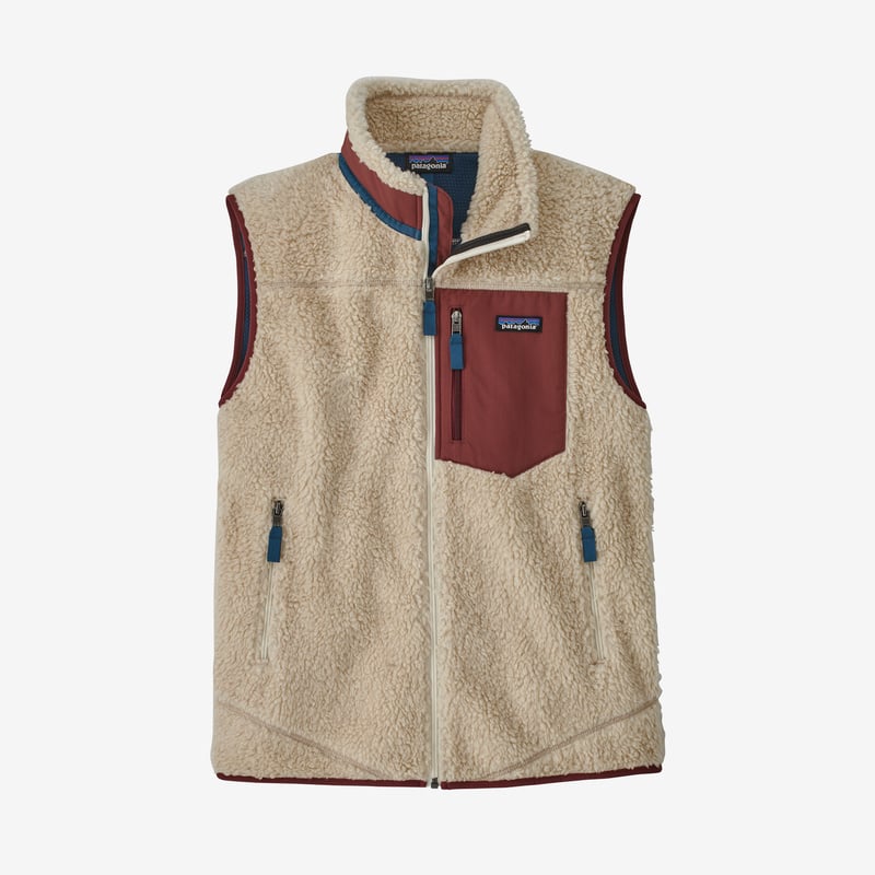 Patagonia Men's Classic Retro-X® Fleece Vest - Dark Natural w/Sequoia Red