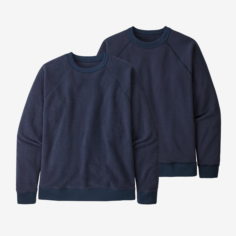 Patagonia Men's Reversible Shearling Fleece Crew - New Navy