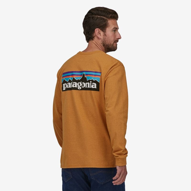 Patagonia Men's Long-Sleeved P-6 Logo Responsibili-Tee® - Cloudberry Orange
