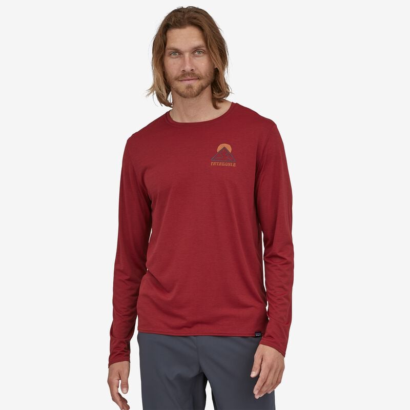 Patagonia Men's Long-Sleeved Capilene® Cool Daily Graphic Shirt - Slow Going: Wax Red X-Dye