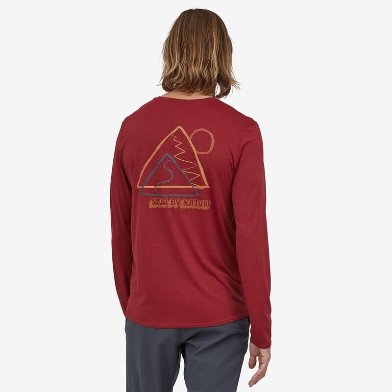 Patagonia Men's Long-Sleeved Capilene® Cool Daily Graphic Shirt - Slow Going: Wax Red X-Dye