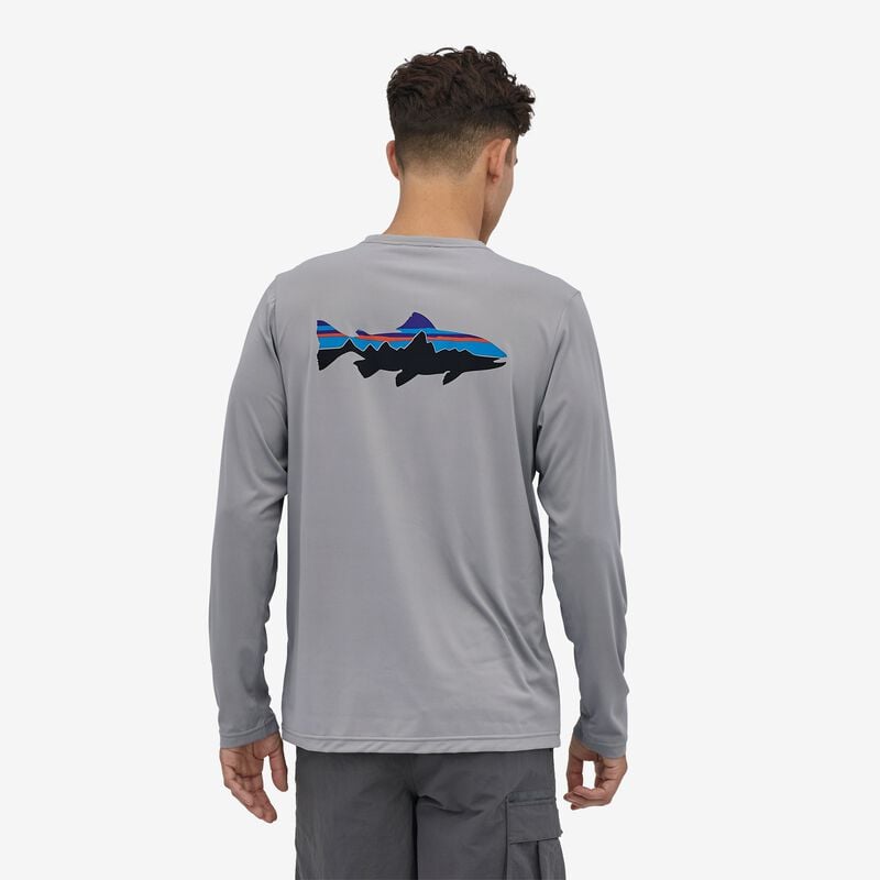 Patagonia Men's Long-Sleeved Capilene® Cool Daily Fish Graphic Shirt - Rocksand: Stainless