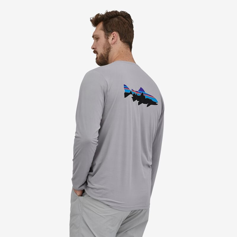 Patagonia Men's Long-Sleeved Capilene® Cool Daily Fish Graphic Shirt - Rocksand: Stainless
