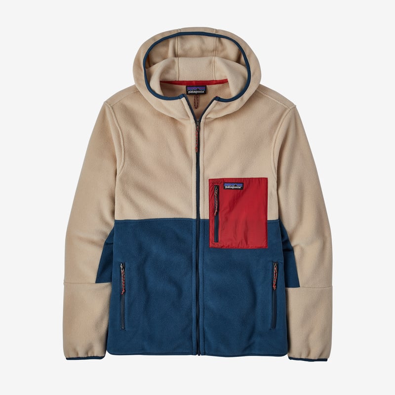Patagonia Men's Microdini Fleece Hoody - Tidepool Blue w/Oar Tan