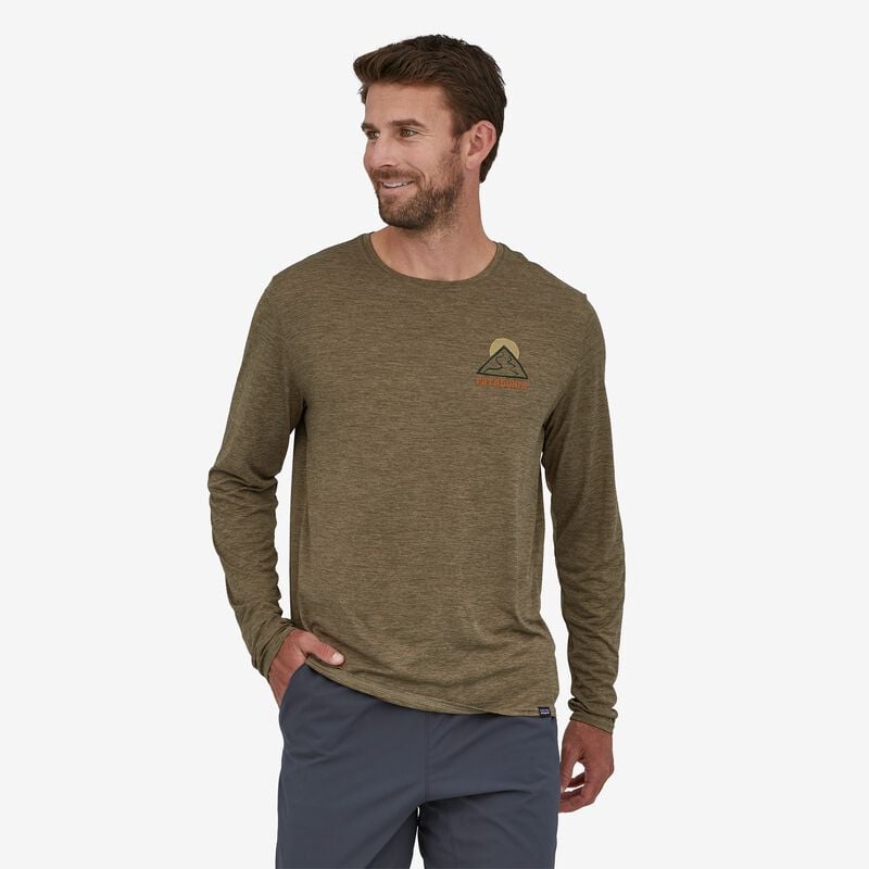 Patagonia Men's Long-Sleeved Capilene® Cool Daily Graphic Shirt - Slow Going: Basin Green X-Dye