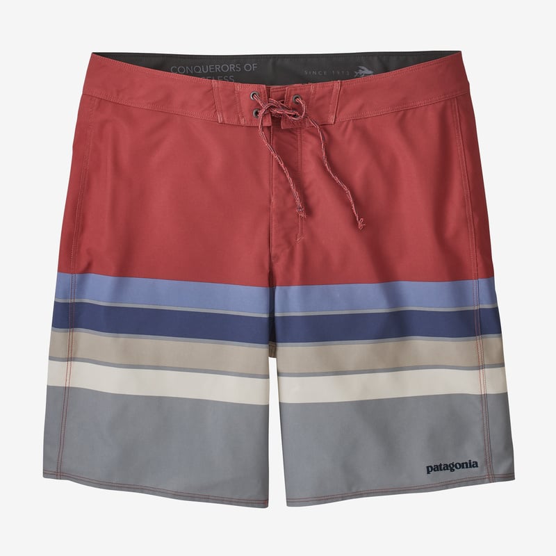 Patagonia Men's Hydropeak Boardshorts - 18" - Santa Cruz Stripe: Sumac Red