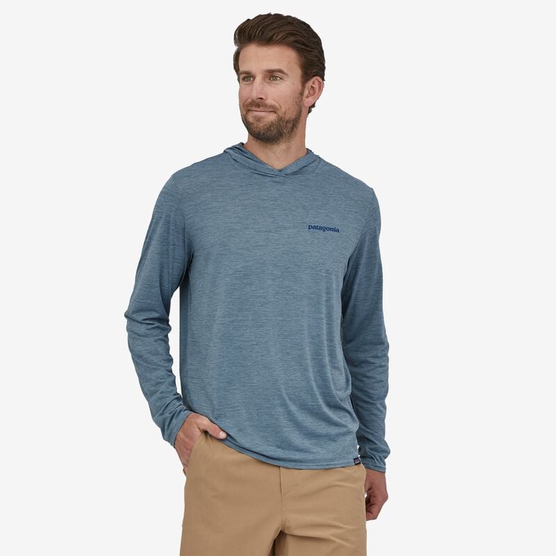 Patagonia Men's Capilene® Cool Daily Graphic Hoody - Clean Climb Type: Wavy Blue X-Dye