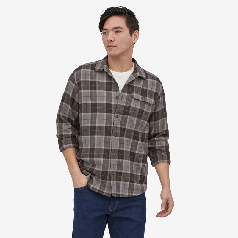 Patagonia Men's Long-Sleeved Cotton in Conversion Fjord Flannel Shirt - Beach Plaid: Forge Grey