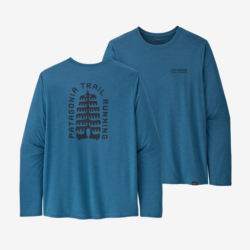Patagonia Men's Long-Sleeved Capilene® Cool Daily Graphic Shirt - Tree Trotter: Wavy Blue X-Dye