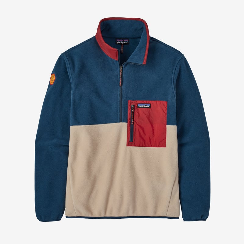Patagonia Men's Microdini 1/2-Zip Fleece Pullover - Clean Climb Patch: Oar Tan