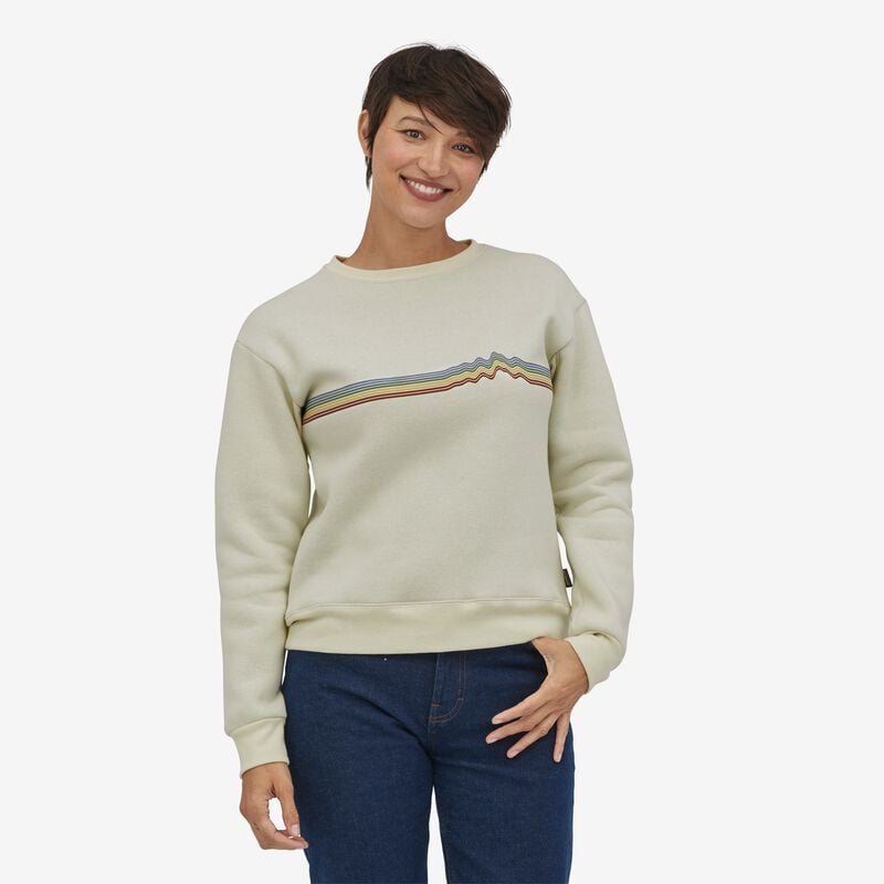 Patagonia Women's Ridge Rise Stripe Uprisal Crew Sweatshirt - Birch White