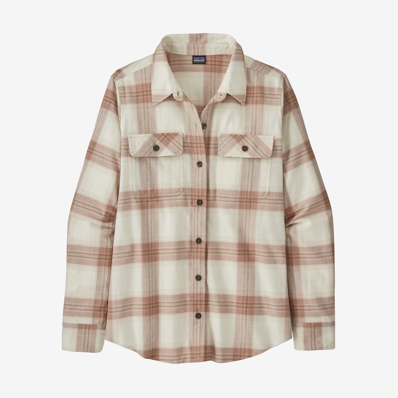 Patagonia Women's Long-Sleeved Organic Cotton Midweight Fjord Flannel Shirt - Canopy Fjord: Dark Natural