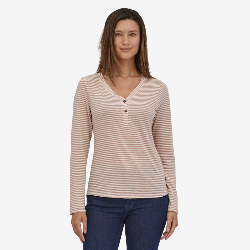 Patagonia Women's Mainstay Henley - Bumble Bee Stripe: Natural