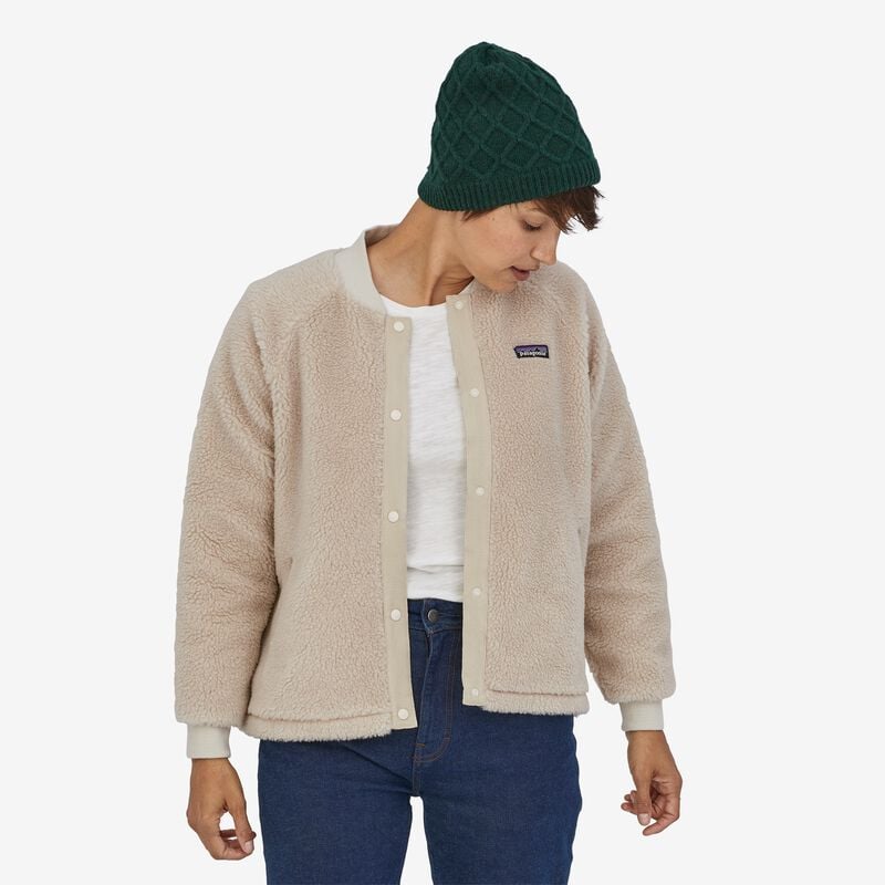 Patagonia Women's Woolyester Pile Fleece Bomber Jacket - Natural