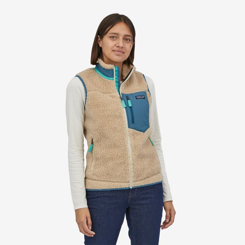 Patagonia Women's Classic Retro-X® Fleece Vest - Dark Natural w/Wavy Blue