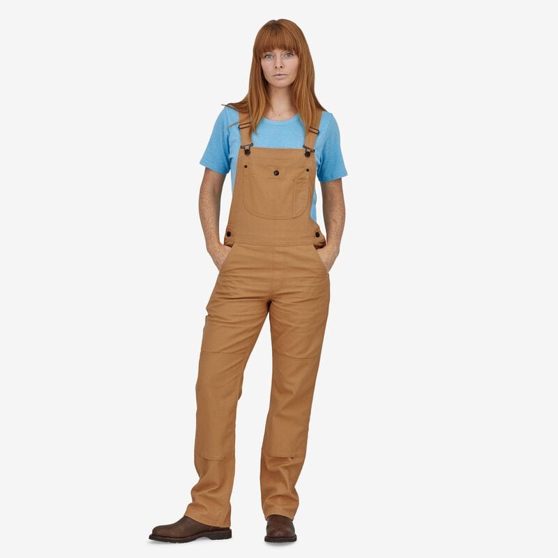 Patagonia Women's All Seasons Hemp Canvas Bib Overalls - Short - Dark Camel