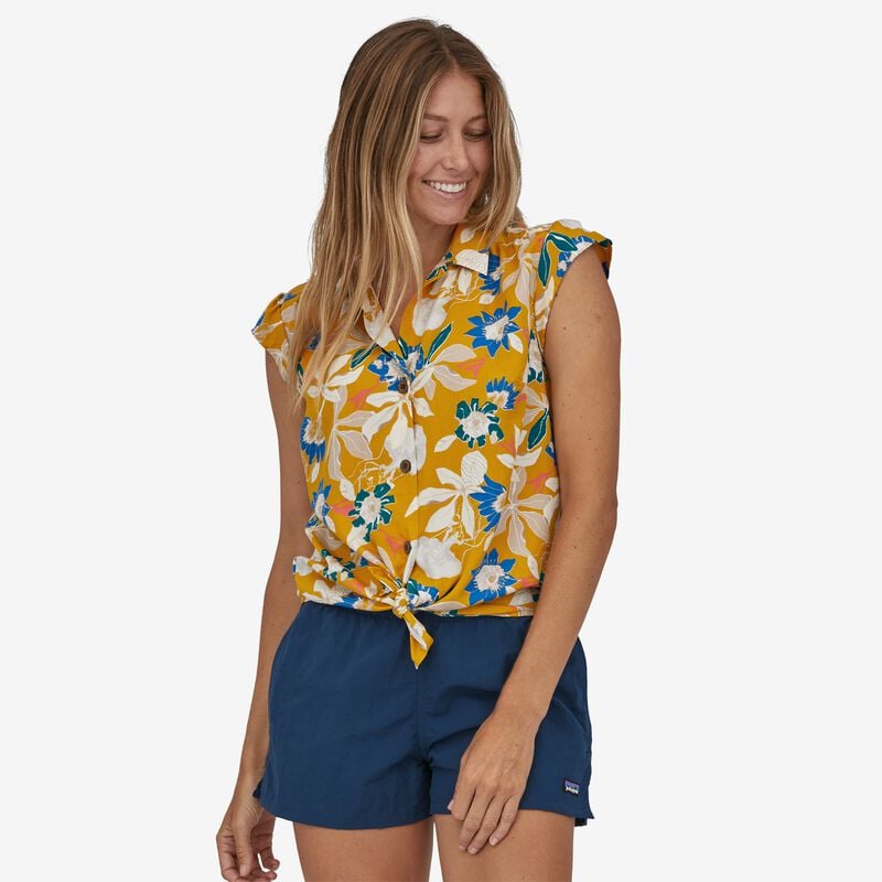 Patagonia Women's Lightweight Pataloha® Shirt - Jellyfish Flower: Hawk Gold