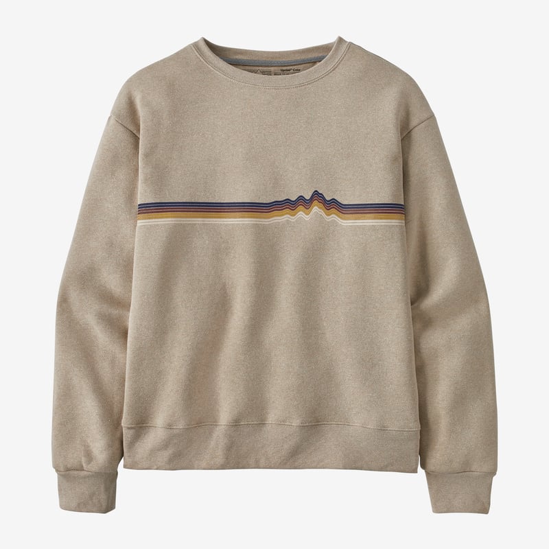 Patagonia Women's Ridge Rise Stripe Uprisal Crew Sweatshirt - Oar Tan
