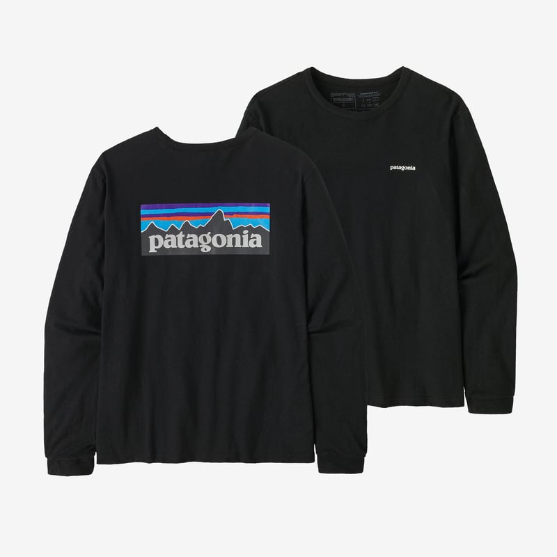 Patagonia Women's Long-Sleeved P-6 Logo Responsibili-Tee® - Black