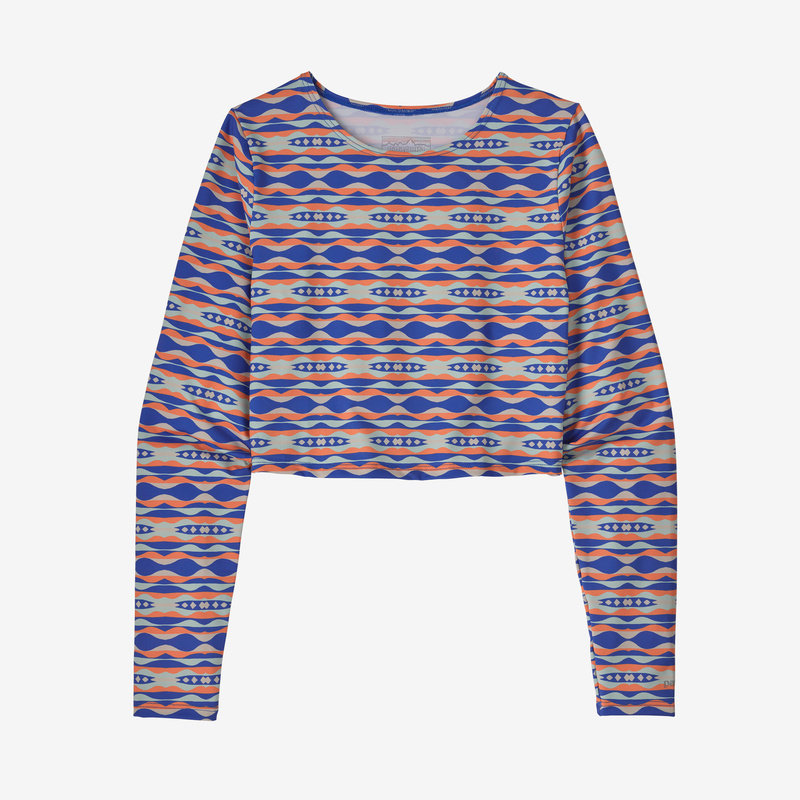 Patagonia Women's Swell Seeker Cropped Rashguard - Coast Highway Small: Float Blue