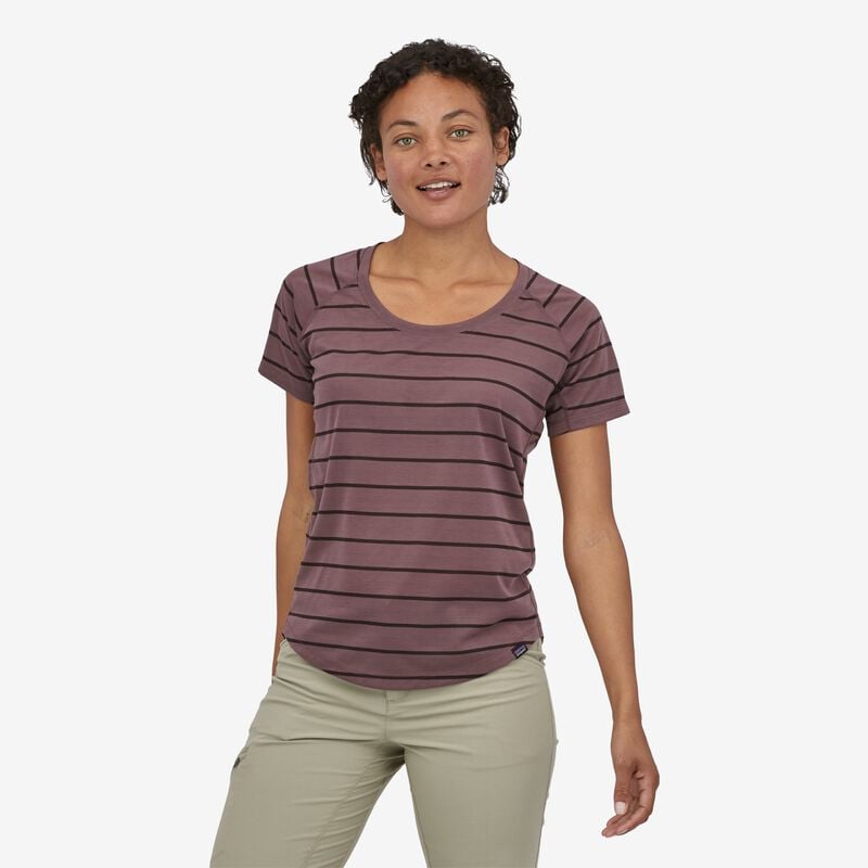 Patagonia Women's Capilene® Cool Trail Shirt - Furrow Stripe: Dusky Brown