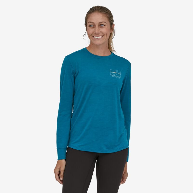 Patagonia Women's Long-Sleeved Capilene® Cool Merino Graphic Shirt - 73 Skyline: Wavy Blue