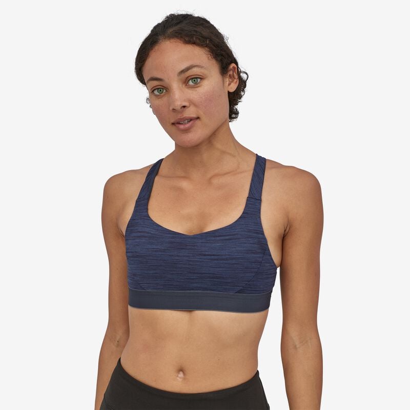 Patagonia Women's Switchback Sports Bra - Space Dye: Dolomite Blue w/Smolder Blue
